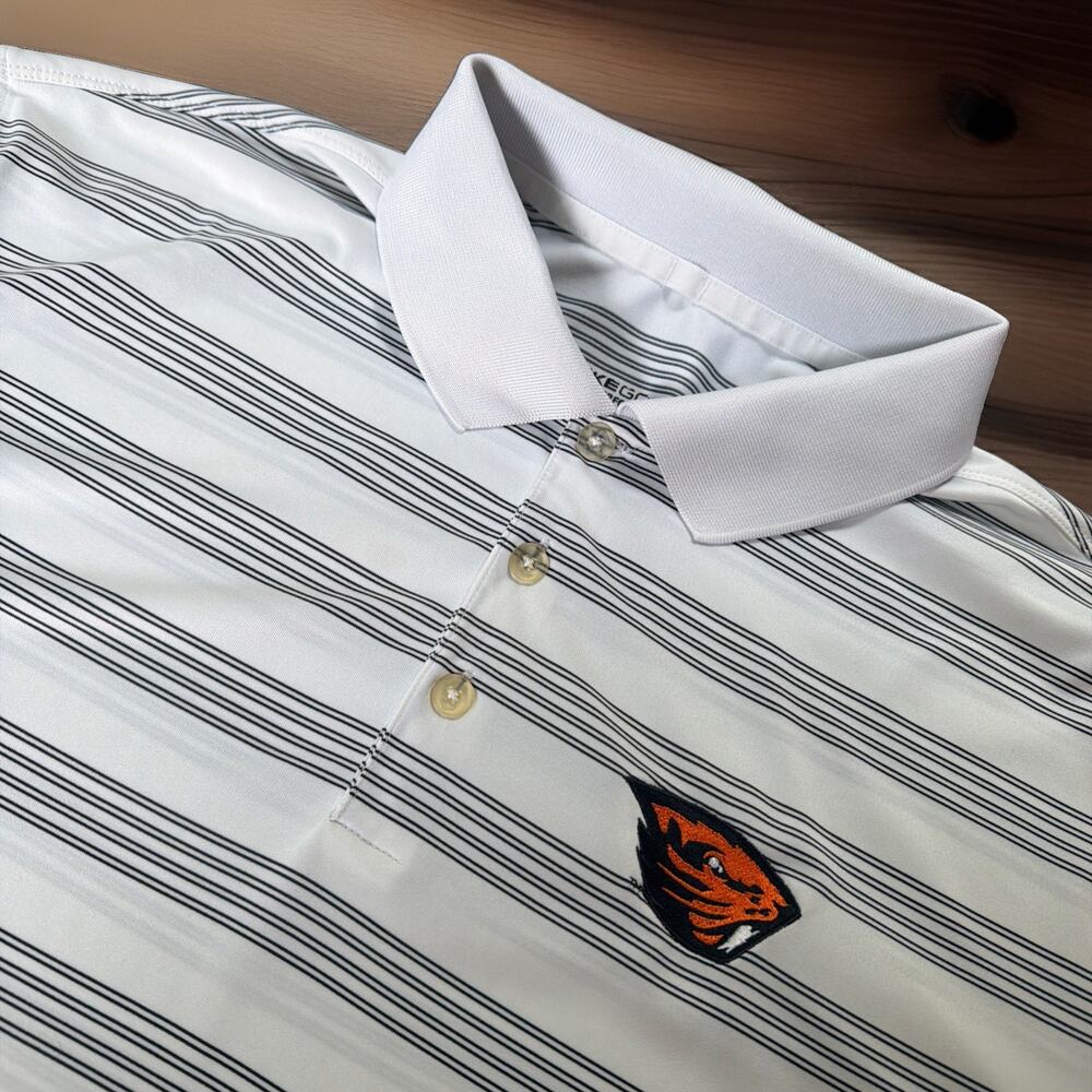 Oregon State Beavers Polo Shirt Mens 2XL White NCAA Nike Dri Fit Football Golf